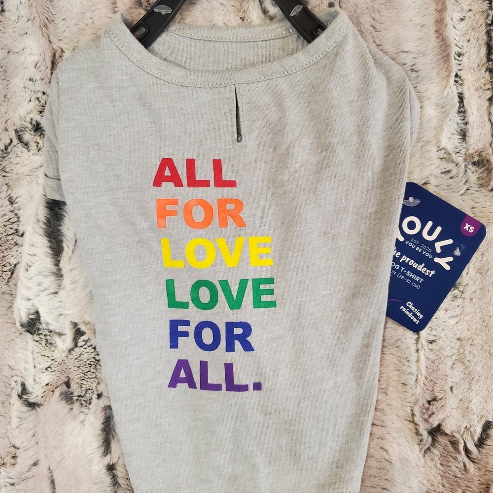 Youly Pride Collection All For Love Dog T-Shirt  Pet size Extra Small XS‎ (New)